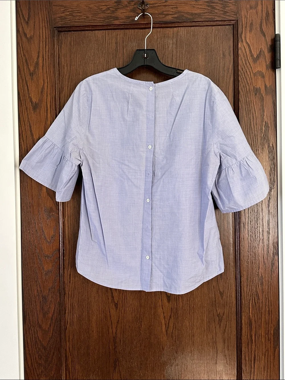 J. Crew Light Purple Ruffle Sleeve Cotton Blouse